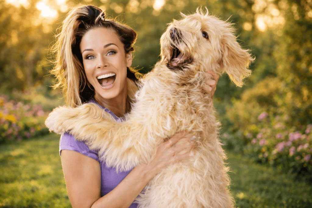 Robin Dall and her goldendoodle Hollywood