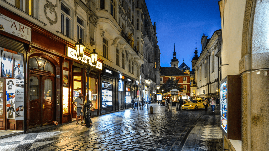 Streets at Night in Prague, Czech Republic