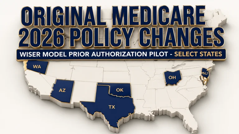 Map showing the six WISeR states testing Original Medicare prior authorization in 2026