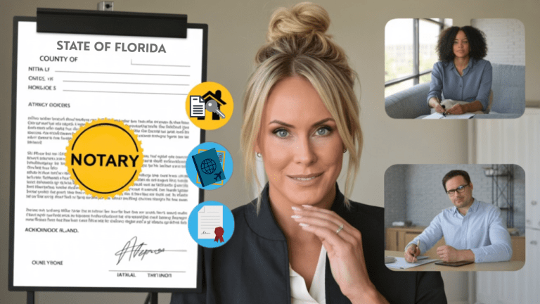 Florida remote online notary with notarized document and secure online signing