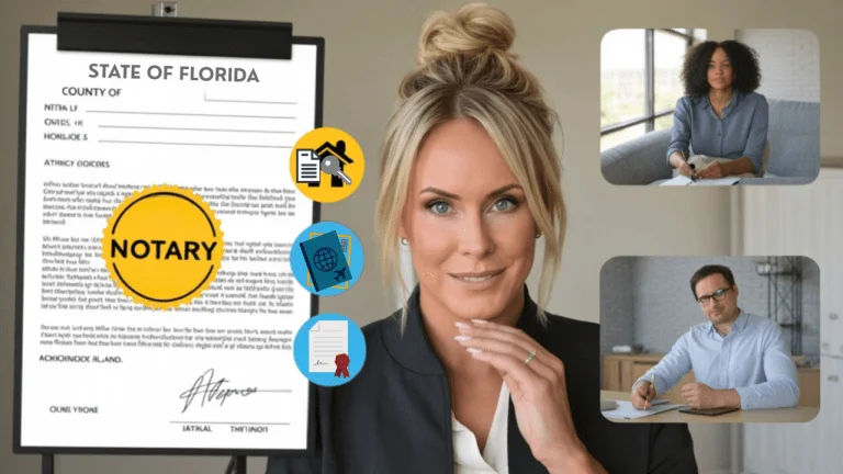Florida remote online notary with notarized document and secure online signing