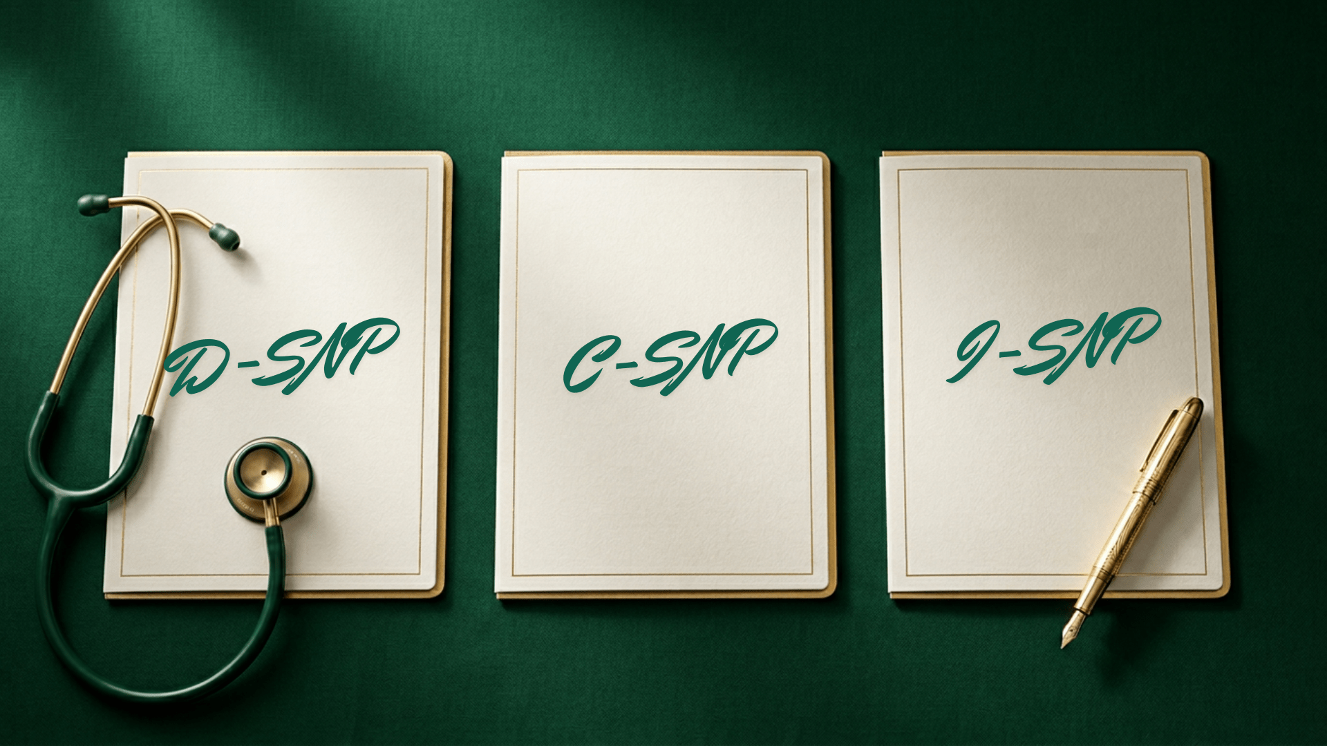 Florida Medicare Special Needs Plans concept with healthcare documents and stethoscope on emerald background