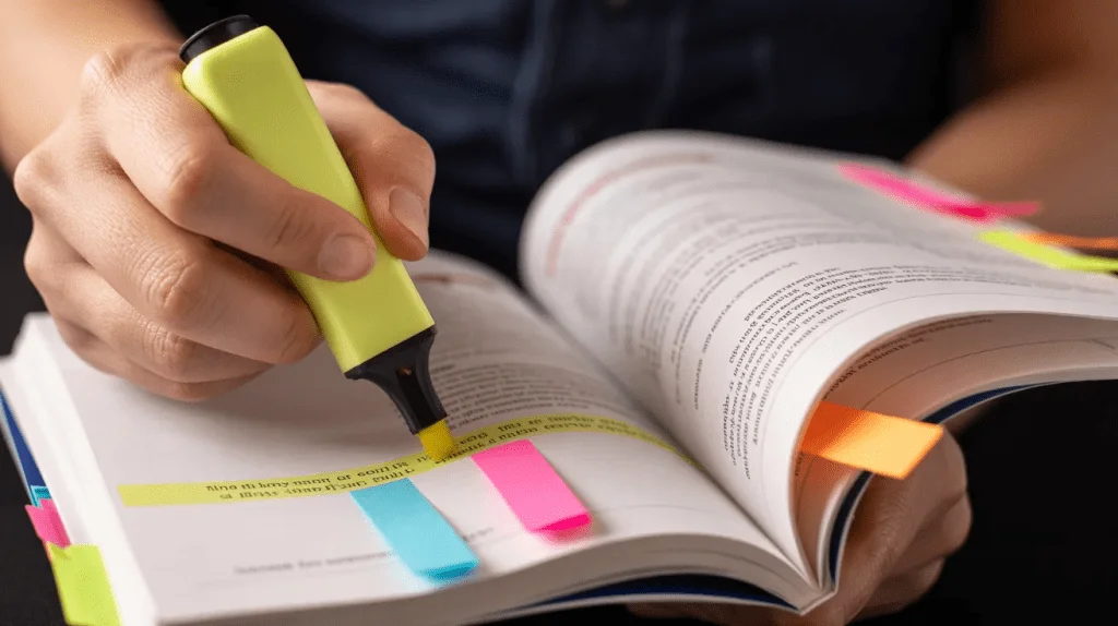 A person highlights important Medigap rules and keeps notes for reference.