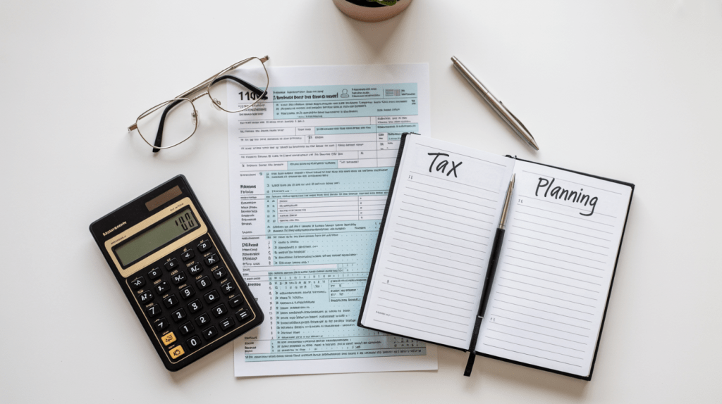 Federal tax planning documents illustrating how the $6,000 senior tax deduction reduces taxable income.