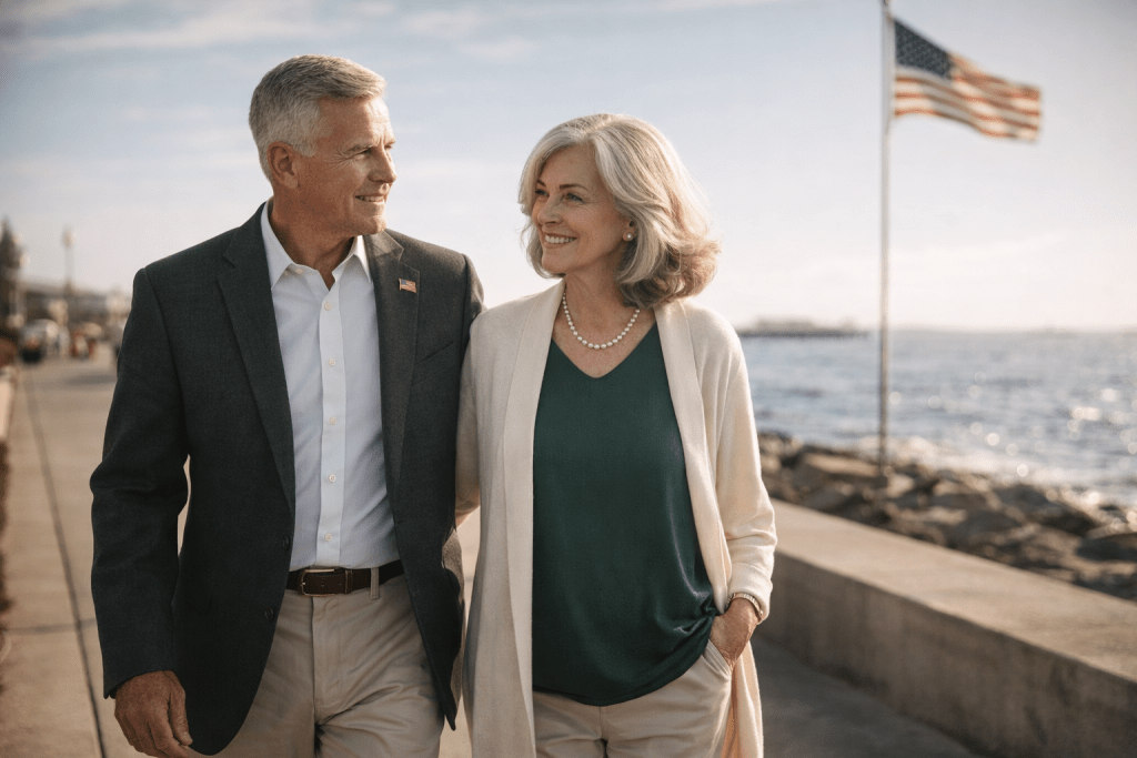 military retiree couple enjoying retirement lifestyle after military service