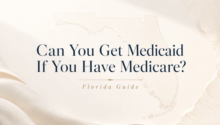 Florida Medicaid guide header asking can you get Medicaid if you have Medicare, with minimalist map design