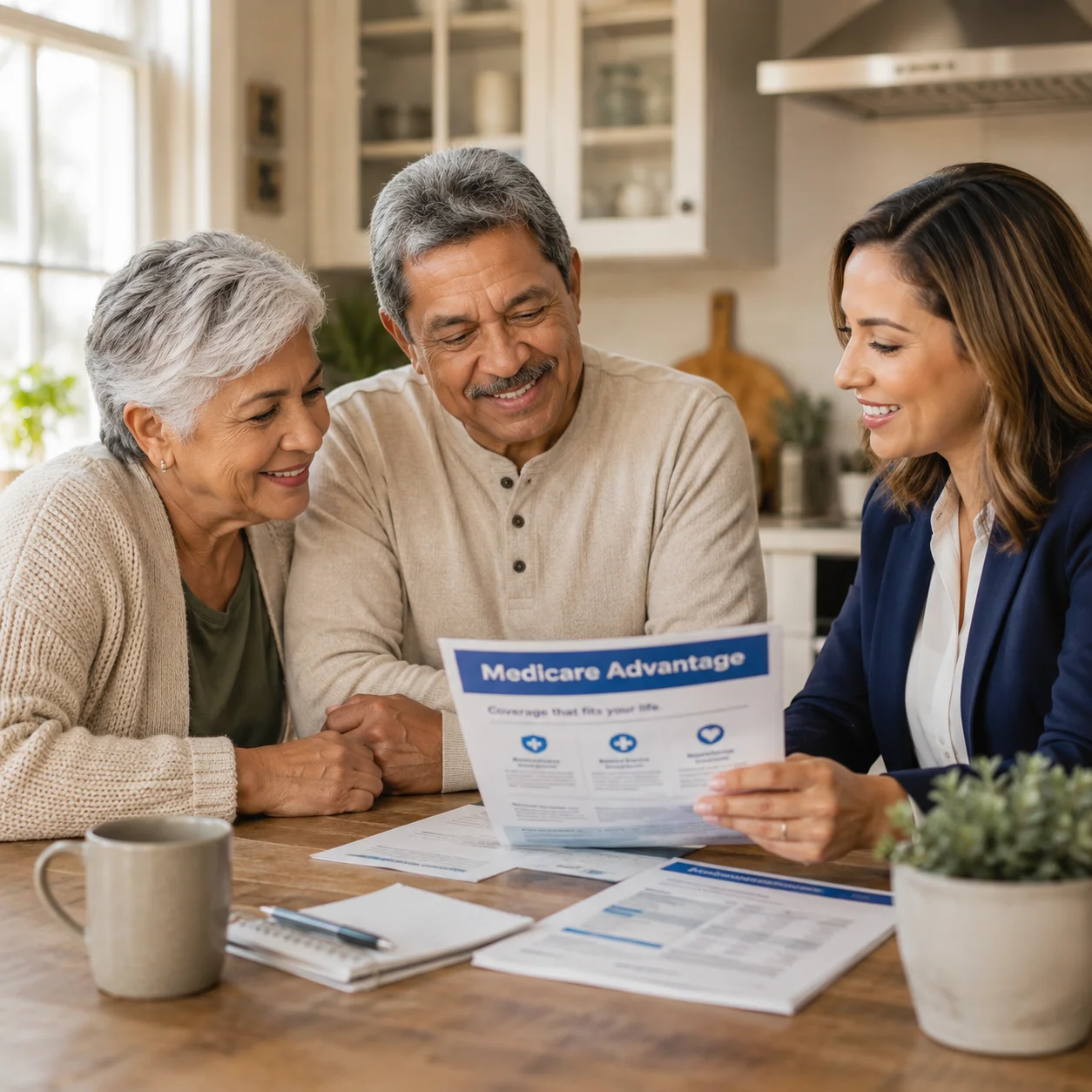 Couple reviewing Medicare Advantage plans