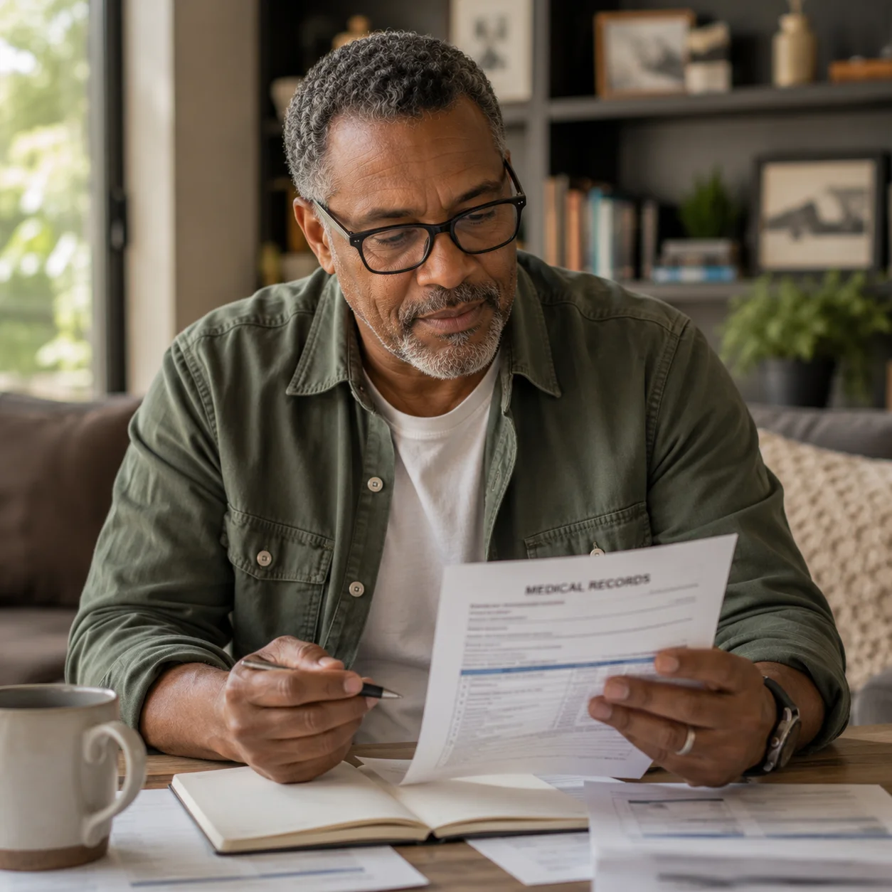 Man reviewing Medicare disability paperwork