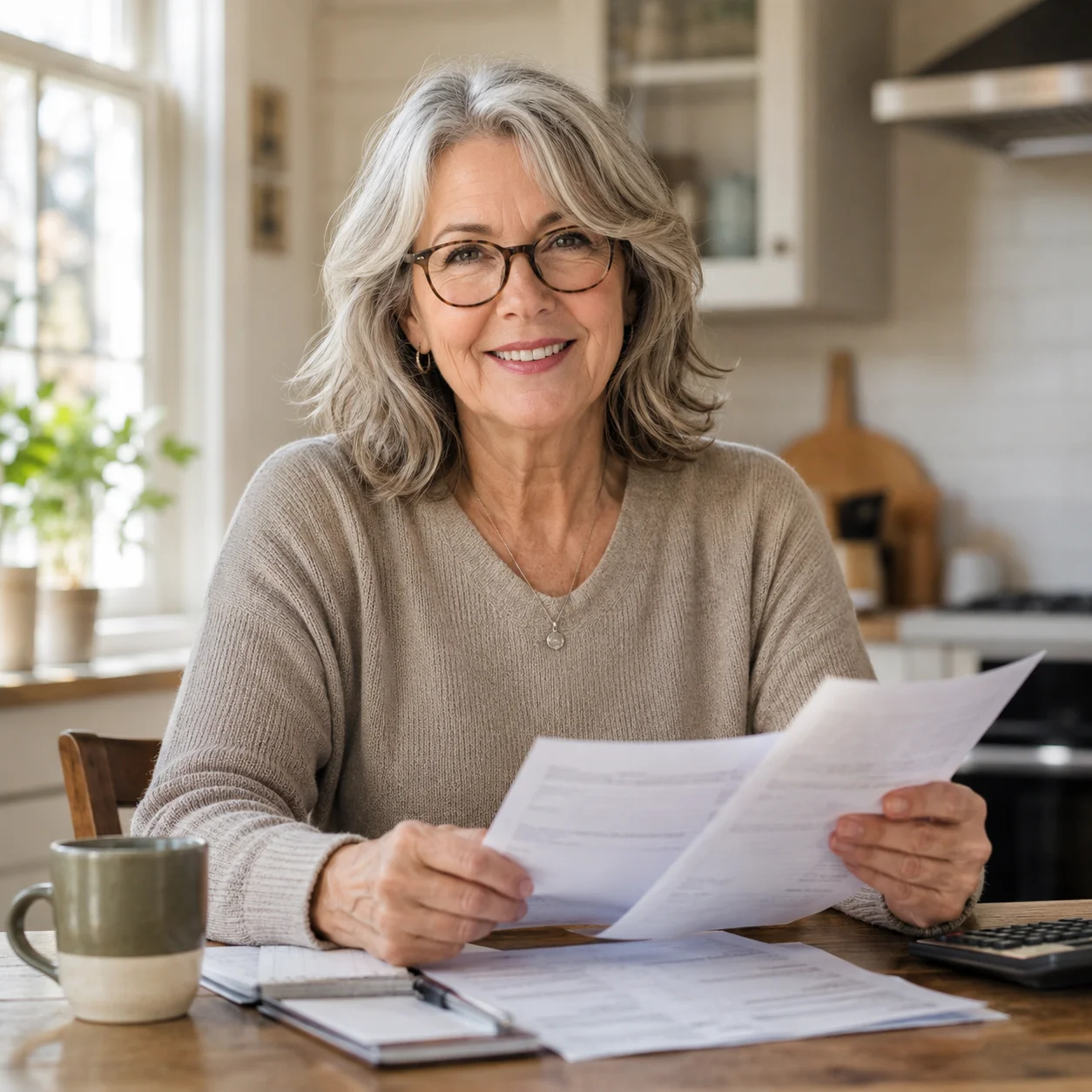 Woman reviewing Medicare enrollment paperwork