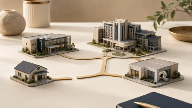 Miniature doctor’s office disconnected from a Medicare Advantage provider network of clinics, hospitals, and outpatient facilities